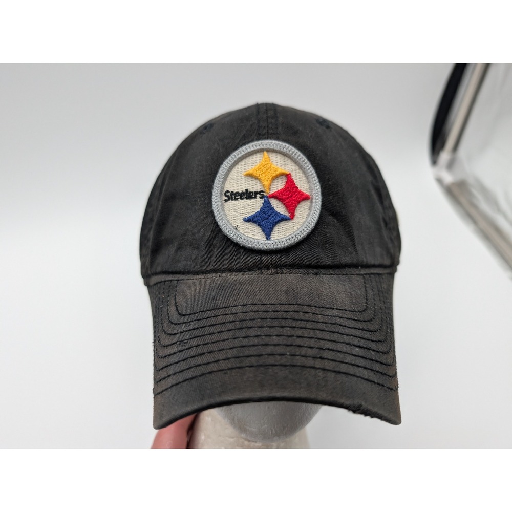 Reebok NFL Vintage Pittsburgh Steelers Hat Black Faded Distressed OS